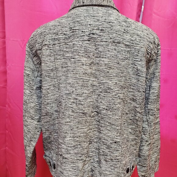 #245 Chico's Grey Subtly Striped Button-Down Dress Shirt Size 3 (16) - Picture 4 of 8